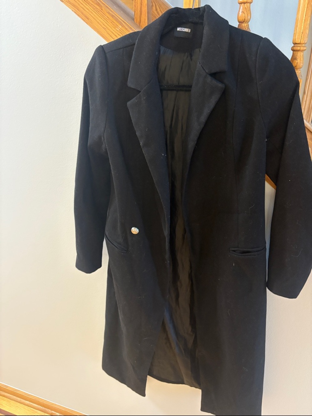 Missguided Black Long Trench Coat